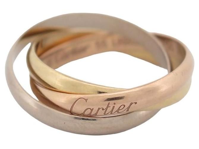 BAGUE CARTIER TRINITY PM 3 ORS CRB4086100 T53 OR JAUNE ROSE BLANC 18K RING Doré  ref.1239337