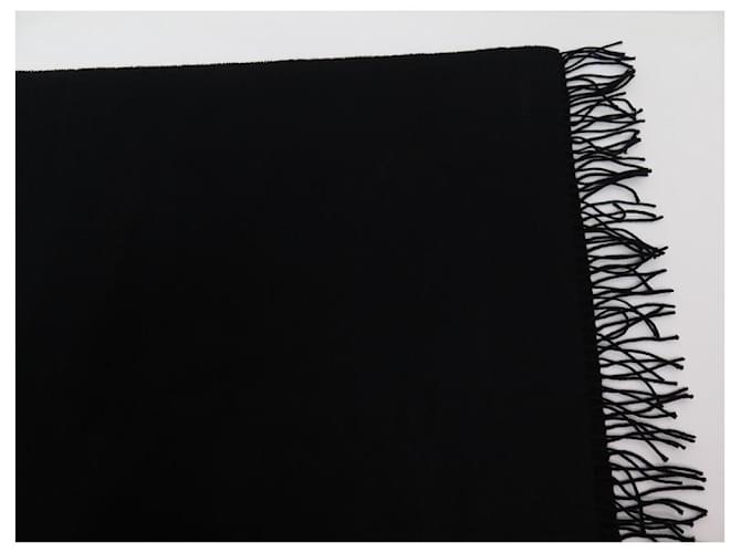 Hermès NEW HERMES PLAID BED COVER IN BLACK CASHMERE AND WOOL 170x140 CM BLANKET  ref.1239340