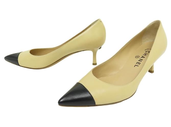NEW CHANEL G SHOES24912 39.5 TWO-TONE LEATHER PUMPS + SHOES BOX  ref.1239342