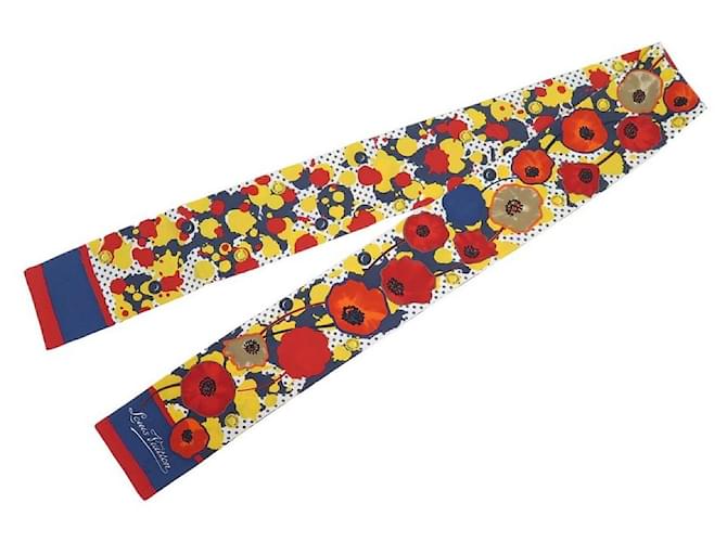NEW LOUIS VUITTON SCARF LAVALIERE RETRO FLOWERS TWILLY NEW SCARF Multiple colors Silk  ref.1239353