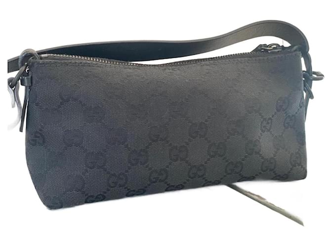 Bolso de mano de lona Gucci con asa de cuero negro Monograma Lienzo  ref.1239358