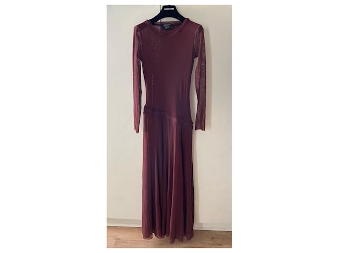 Jean Paul Gaultier robe longue en maille Jean-Paul Gaultier Polyester Marron  ref.1239368