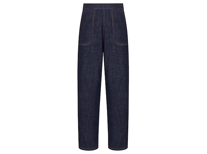 Dior Pantalones Azul oscuro Algodón  ref.1239369