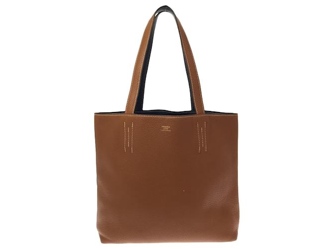 Double sens Hermès forrada Sens Castaño Cuero  ref.1239701