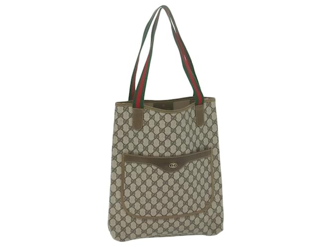 GUCCI GG Canvas Web Sherry Line Tote Bag PVC Leather Beige Red Green Auth ep3118  ref.1239765