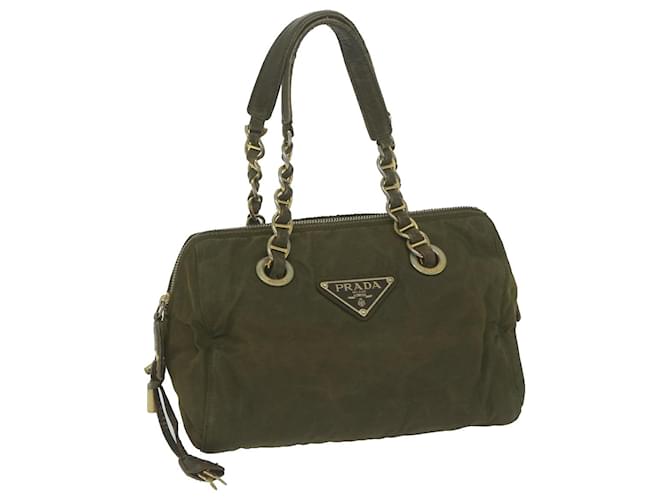 PRADA Chain Hand Bag Nylon Khaki Auth bs11695  ref.1239783