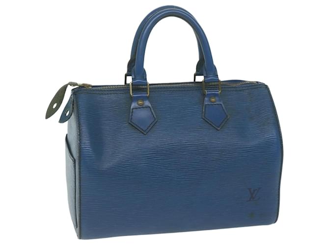 Louis Vuitton Epi Speedy 25 Bolsa de Mão Azul Toledo M43015 Autenticação de LV 65487 Couro  ref.1239792