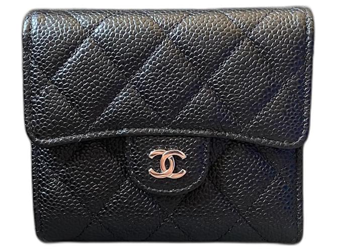 Chanel TIMELESS/ Portefeuille en cuir classique Noir  ref.1239970