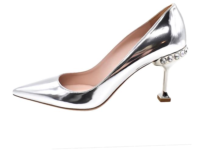 Miu Miu Sandals Silvery Leather  ref.1240049