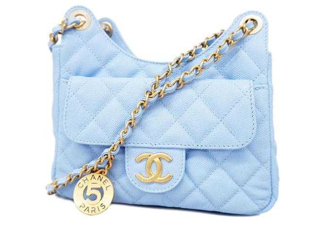 Chanel Matelassé Blue Leather  ref.1240163