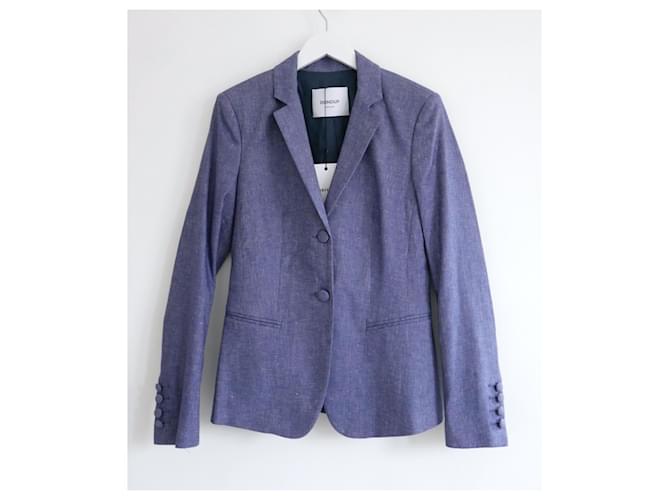 Dondup Denim Blue Linen Mix Blazer jacket  ref.1240174