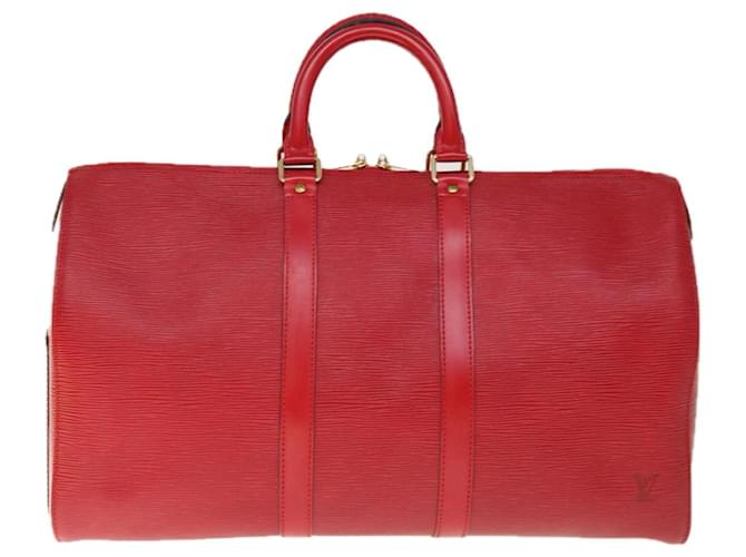 Louis Vuitton Keepall 45 Red Leather  ref.1240176