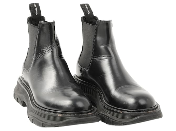 ALEXANDER MCQUEEN  Boots EU 38.5 leather Black  ref.1240222
