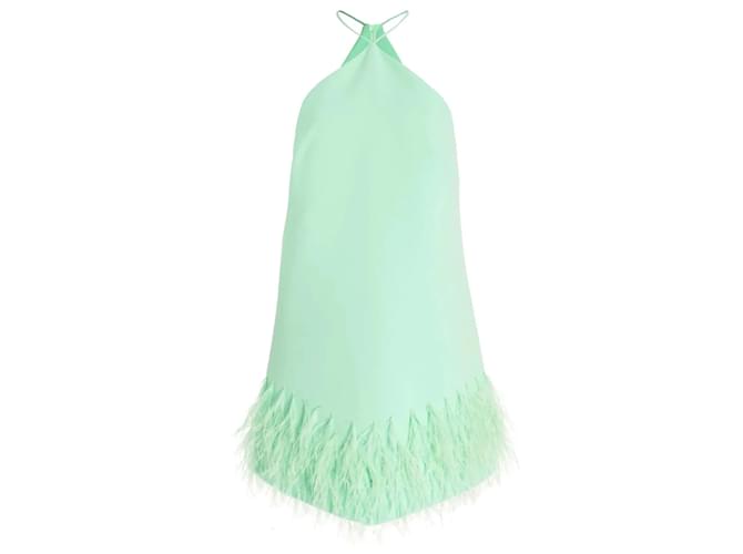 Mini-robe Alexis vert menthe avec bordure en plumes et poils Polyester  ref.1240233