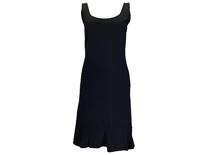 Jil Sander Black Ruffled Sleeveless Midi Dress Polyester  ref.1240246