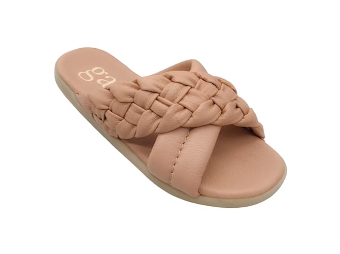 Pedro Garcia Beige Prali Woven Braided Leather Slide Sandals  ref.1240255