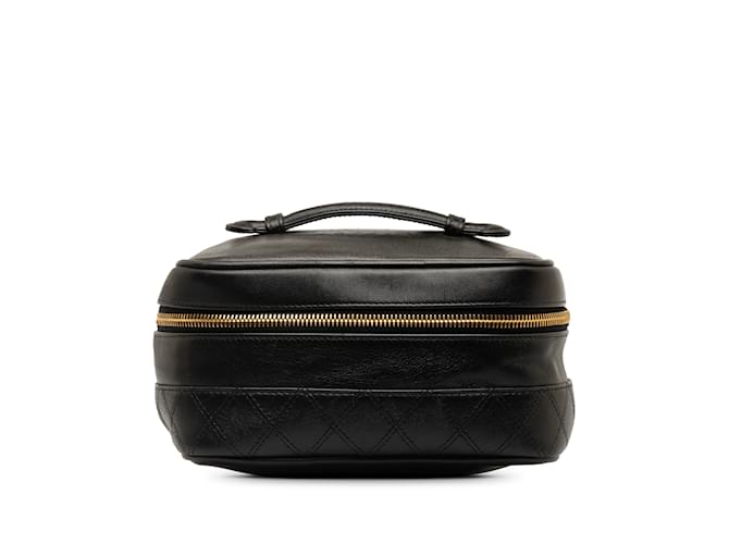 Vanity Bolsa de vaidade Chanel CC preta Preto Couro  ref.1240276