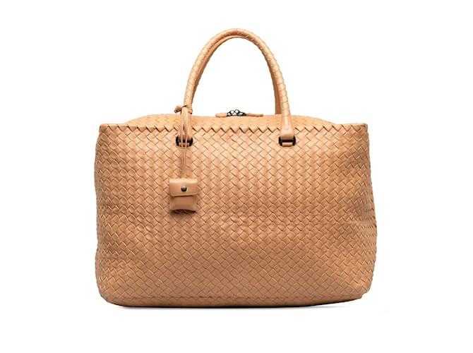 Tan Bottega Veneta Intrecciato Brick Travel Bag Camel Leather  ref.1240280
