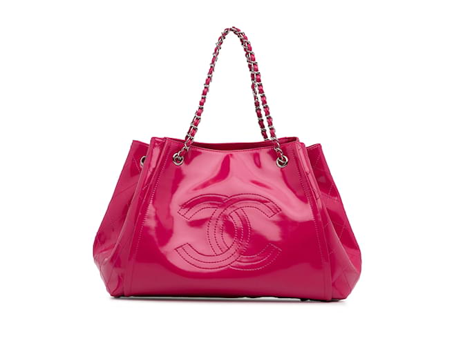 Rosafarbene Chanel-Lippenstift-Akkordeon-Tasche aus Lackleder Pink  ref.1240283