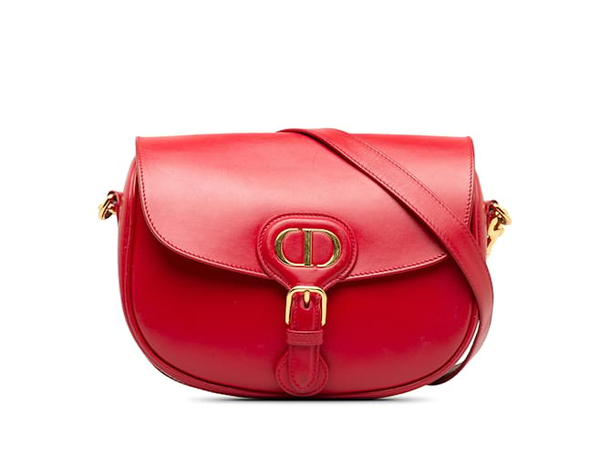 Red Dior Medium Bobby Crossbody Bag Leather  ref.1240296