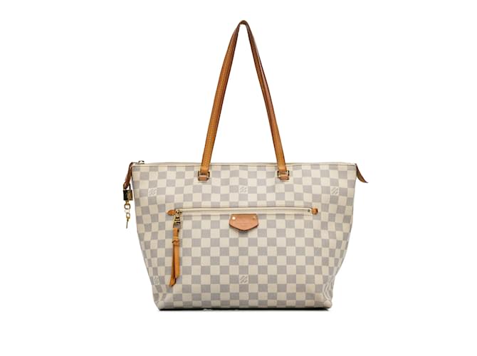 White Louis Vuitton Damier Azur Iena MM Tote Bag Leather  ref.1240297