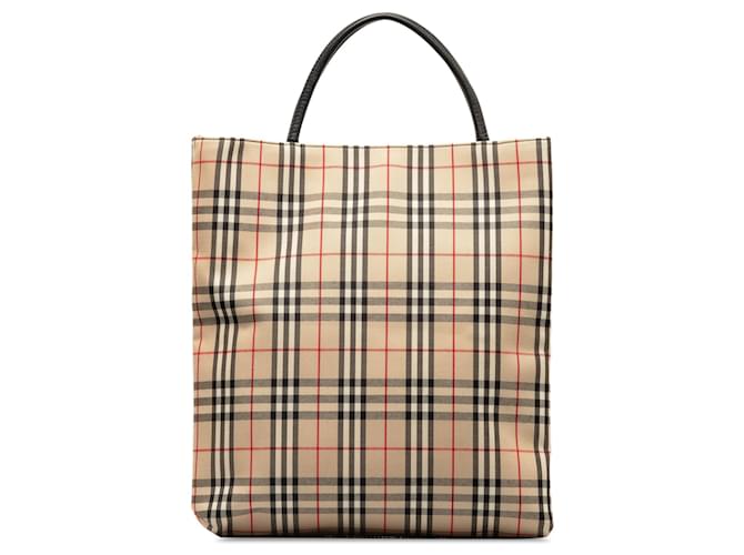 Tan Burberry House Check Tote Camel Leather  ref.1240308