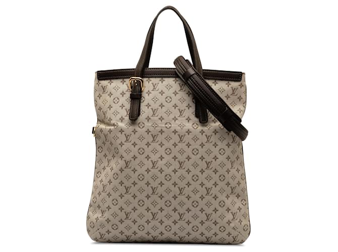 Bolso satchel Louis Vuitton Mini Lin Francoise marrón con monograma Castaño Cuero  ref.1240311