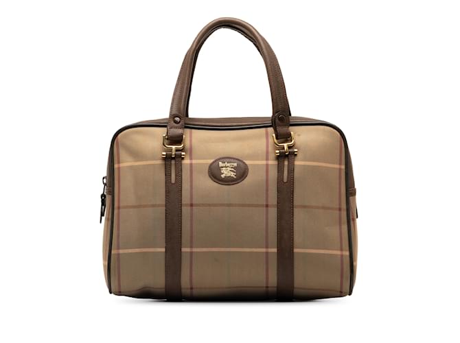 Brown Burberry Vintage Check Handbag Leather  ref.1240315