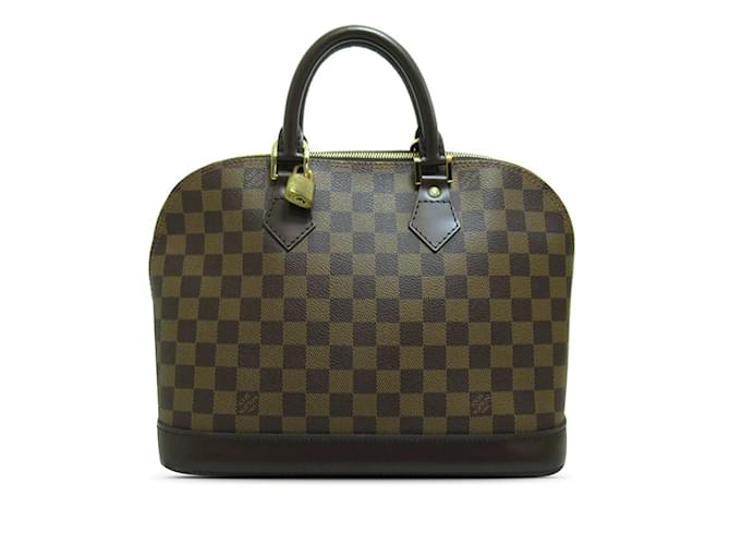Brown Louis Vuitton Damier Ebene Alma PM Handbag Leather  ref.1240332