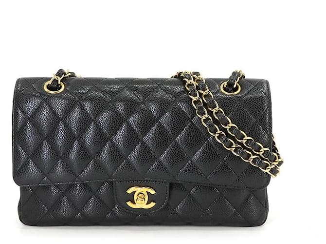 Classique Chanel Double Flap Cuir Noir  ref.1240473