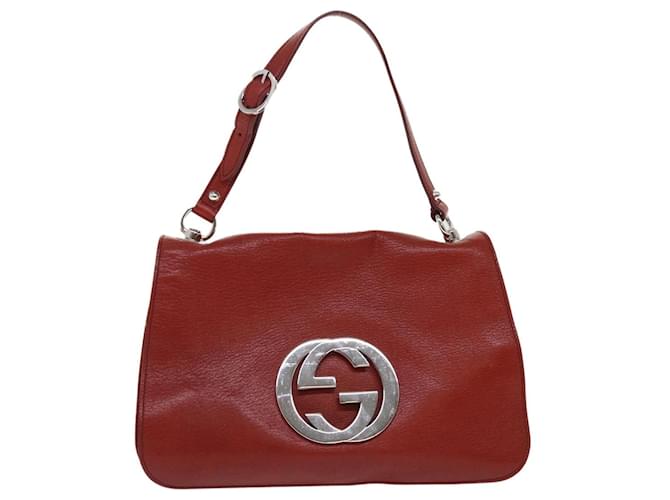 GUCCI Interlocking Shoulder Bag Leather Red 115746 Auth am4584  ref.1240544