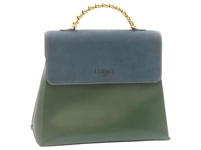LOEWE Hand Bag Leather Green Blue Auth ar6429  ref.1240551