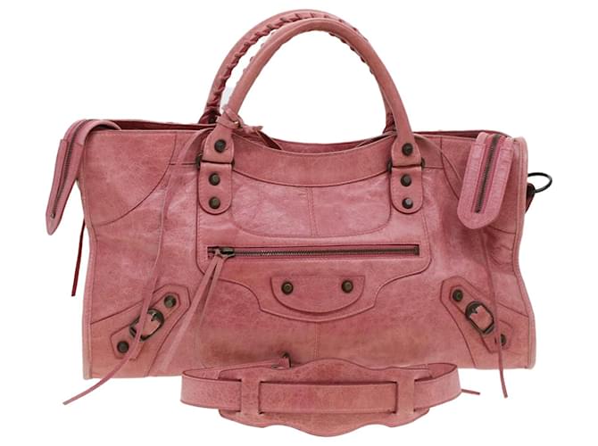 BALENCIAGA The Part Time Hand Bag Leather 2way Pink 168028 Auth am4413  ref.1240553