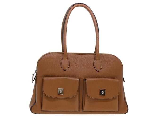 Hermès HERMES Caravas 43 Hand Bag Leather Brown Auth am4464  ref.1240555