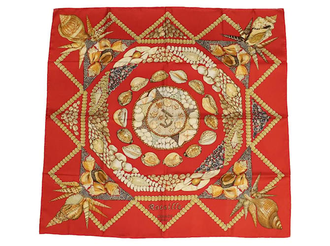 Hermès HERMES CARRE 90 Rocaille Scarf Silk Red Auth hk761  ref.1240560
