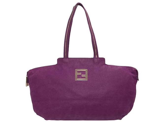 Fendi Suede Gold Zip Detail Shopper Purple  ref.1240569