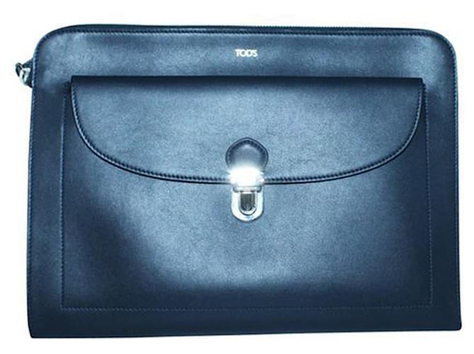 Tod's Navy Blue Leather Messenger Bag  ref.1240572