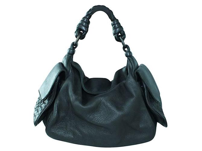 Bottega Veneta Black grained leather handbag  ref.1240587