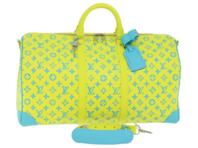 LOUIS VUITTON Monogram Neon Color Keepall Bandouliere 50 Bag M21869 auth 46404A Yellow Synthetic Leatherette  ref.1240588