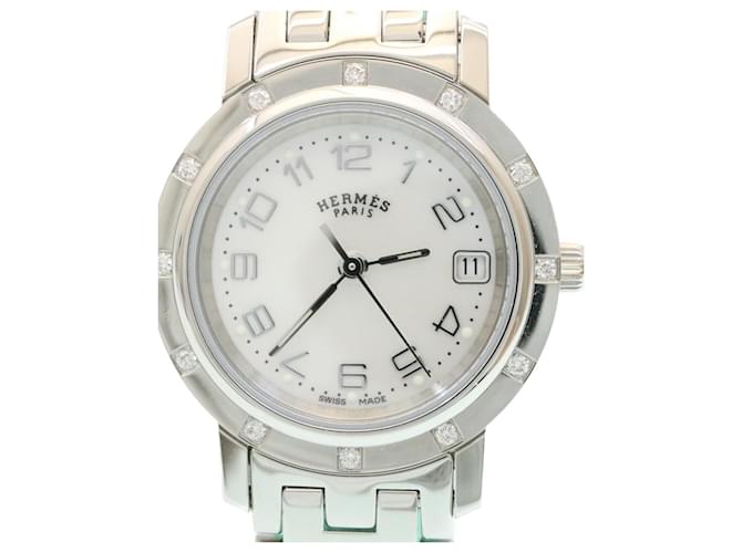 Hermès HERMES Watch 12 Diamond Stones Silver Tone Stainless Auth 18908A Metallic Metal  ref.1240592