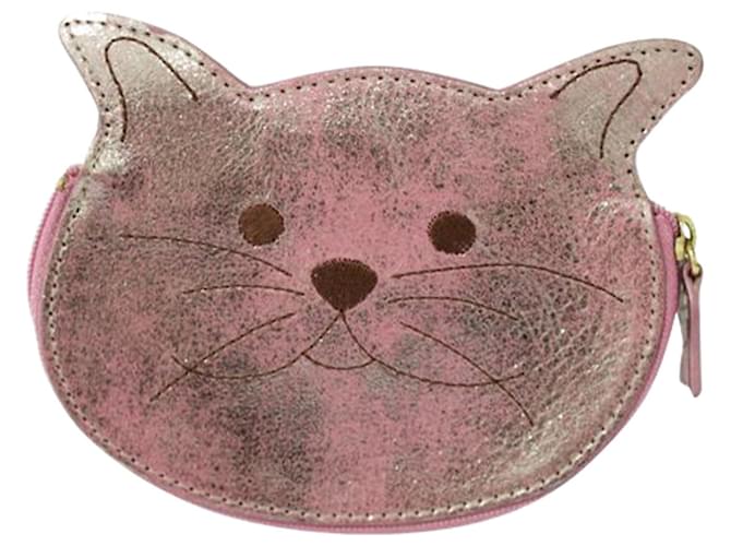Furla Cartera con cremallera en forma de gato rosa Cuero  ref.1240619