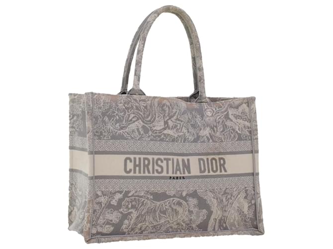 Christian Dior Book Tote Bag Lona Cinza M1286ZTDT_M932 Autenticação6141  ref.1240622