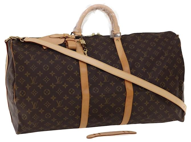 Louis Vuitton Monogram Keepall Bandouliere 60 Boston Bag M41412 LV Auth 27538 Brown Cloth  ref.1240635