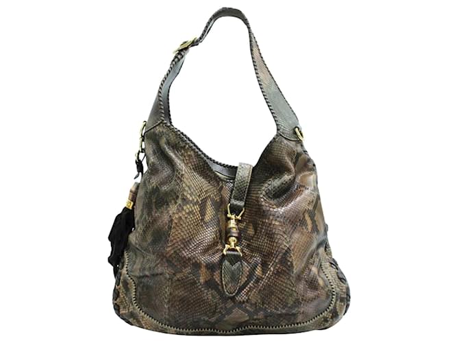 Gucci Large Python Leather Hobo Bag with Bamboo Tassel  ref.1240645