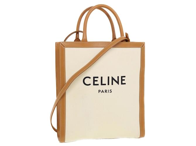 Céline CELINE Kleine vertikale Cabas-Einkaufstasche aus Segeltuch 2Weise Weiß 192082BNZ.02NT 41168EIN Leinwand  ref.1240657