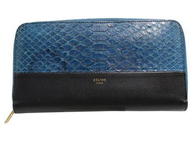 Céline Blue Python Leather Wallet  ref.1240660