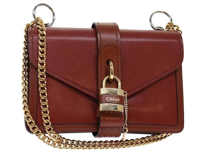Chloé Chloe Abby Chain Shoulder Bag Leather Brown CHC19WS206 b72 auth 49312A  ref.1240702