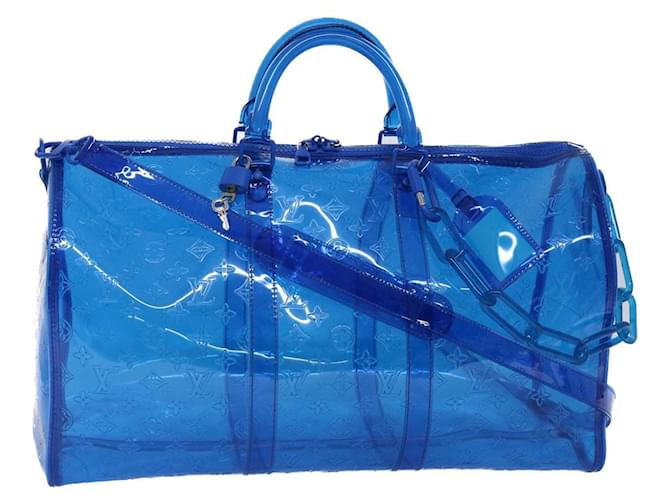 LOUIS VUITTON Monogram Vinyl Keepall Bandouliere 50 Bag Blue M53272 auth 46351A Plastic  ref.1240709