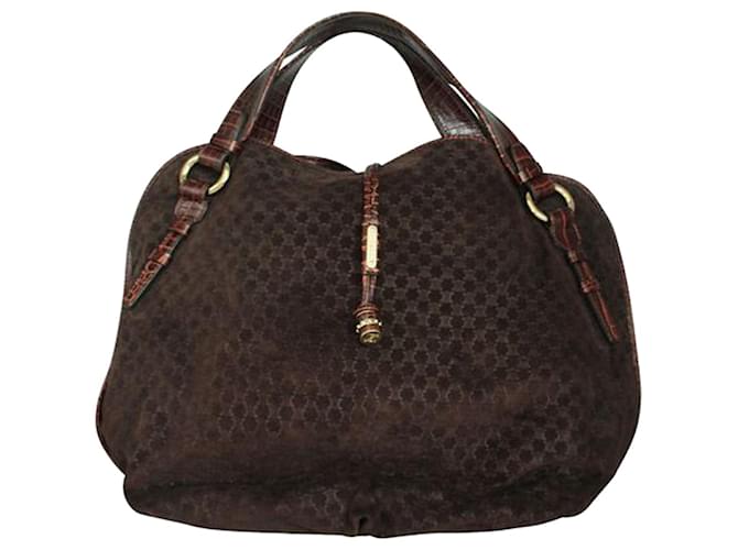 Céline CÃ¨line Vintage Brown Leather Embossed Bag  ref.1240720