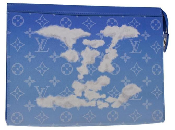 LOUIS VUITTON Monogram Clouds Pochette Voyage Clutch Bag Blue M45480 auth 46151A Synthetic Leatherette  ref.1240723